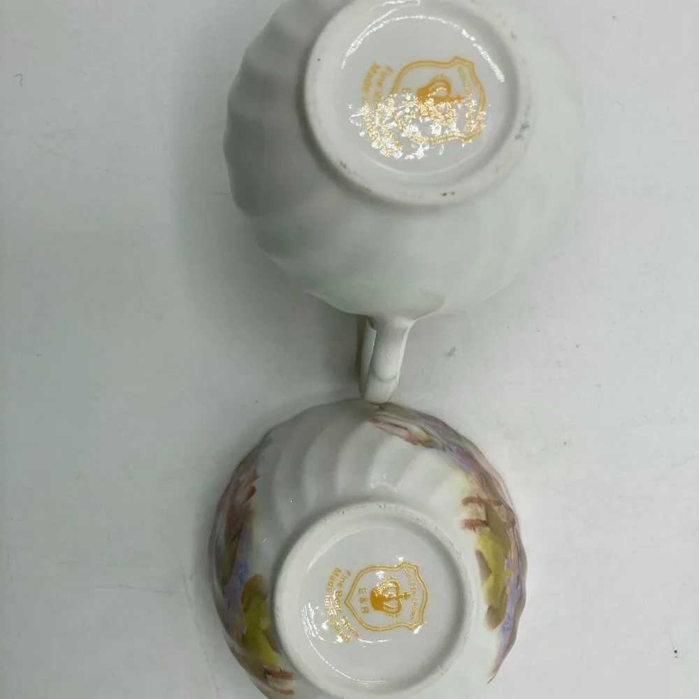 Vintage Golden Crown E & R Fine Bone China Creamer and Sugar Dish England
